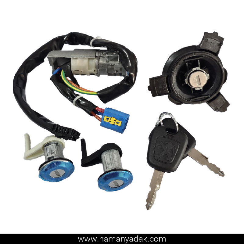 مجموعه کامل قفل و سوئیچ پژو 206 هاچ بک برند نصیر لوازم