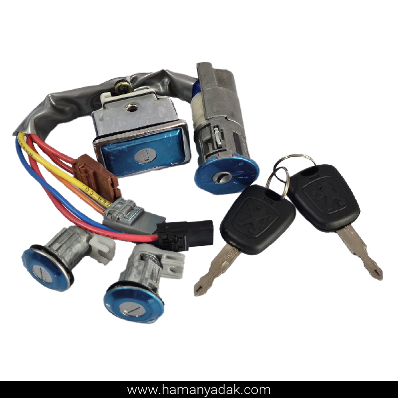 مجموعه کامل قفل و سوئیچ پژو 405 پرکی برند نصیر لوازم