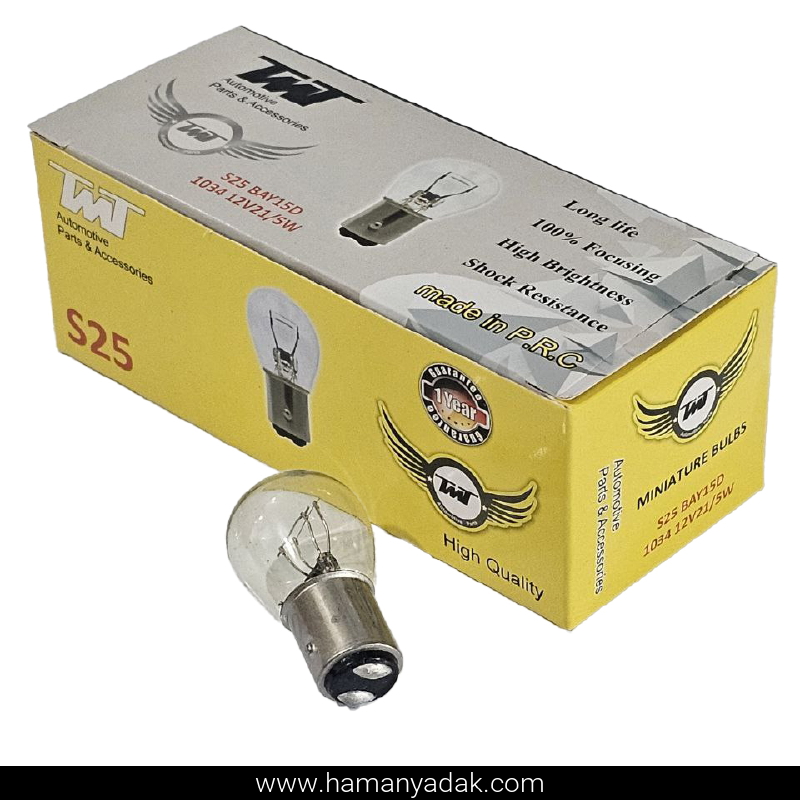 لامپ دو کنتاکت 12 ولت 21/5 وات برند TMT (بسته 10 عددی)