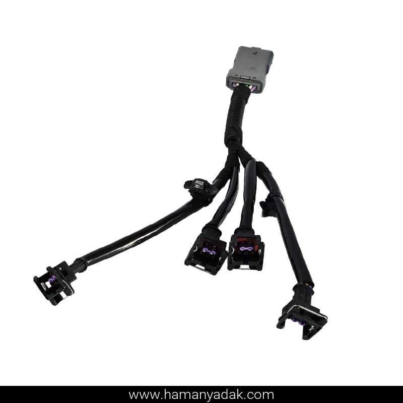 دسته سیم سوزن انژکتور (منیفولد) پژو 206 و رانا طوسی سوکت مربع برند HPERIN