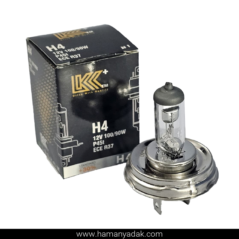 لامپ H4 سه خار گرد پیکانی 12 ولت 100/90 وات برند LKK