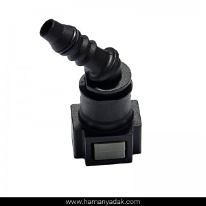 سوکت صافی بنزین 45 درجه طوسی برند +BBZ (کد 122)