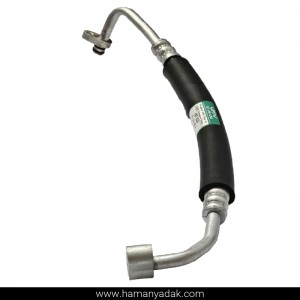 شیلنگ کولر کمپرسور به کندانسور کوتاه (دو سر فلنچ) پژو 206 (کد SH12) برند والافن