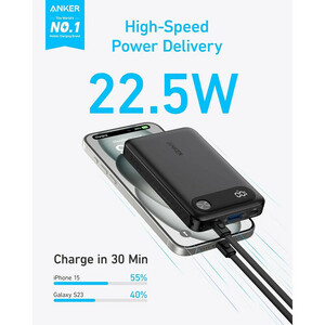 پاوربانک انکر مدل A1257 ظرفیت 10000 میلی آمپر ساعت به همراه کابل USB-C