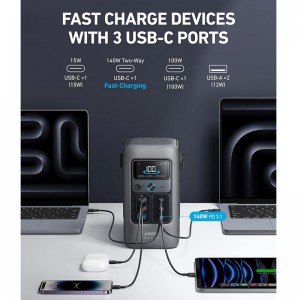 پاوراستیشن و نیروگاه همراه انکر مدل Anker SOLIX C200 DC Power Bank Station 192Wh 60K A1727