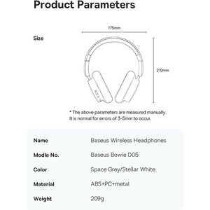 هدفون بلوتوثی باسئوس مدل Bowie D05