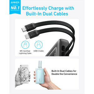 پاوربانک انکر مدل Zolo A1681 ظرفیت 20000 میلی آمپر ساعت به همراه کابل لایتنیگ و کابل USB Type-C