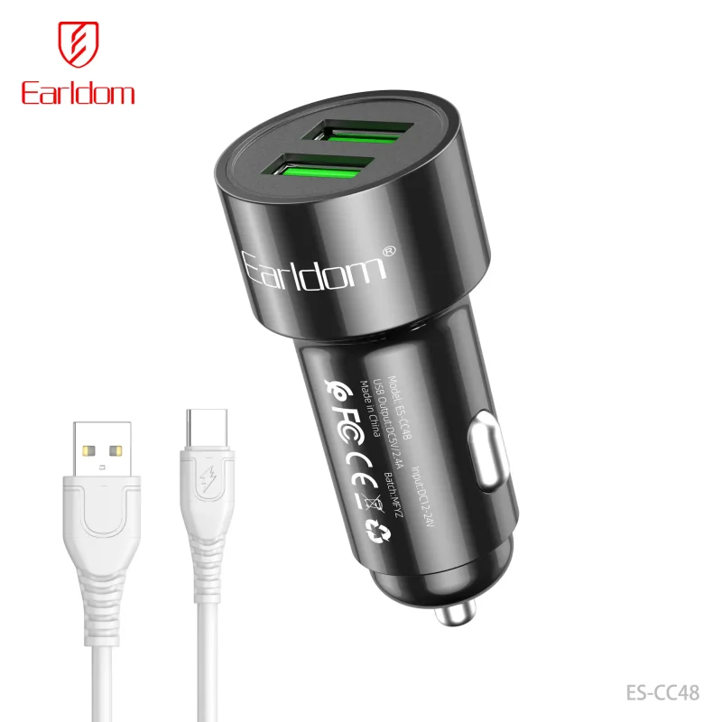 شارژر فندکی ارلدام مدل CC48C 12W به همراه کابل شارژ Type-C