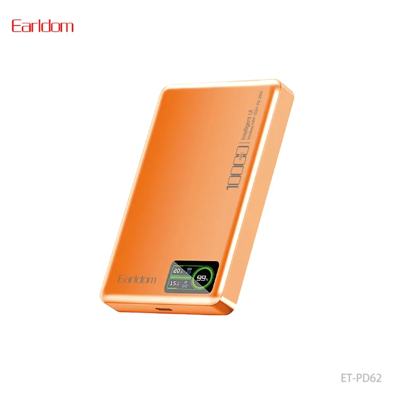 پاور بانک بی سیم فست شارژ ارلدام ET-PD62 PD 20W ظرفیت 10000 میلی آمپر ساعت