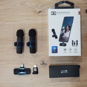 میکروفن یقه ای بی سیم مدل K9 Dual کانکتور اپل و تایپ سی