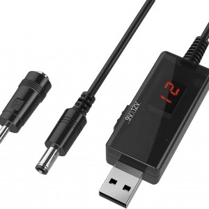 کابل USB افزاینده ولتاژ DC با خروجی 9 و 12 ولت و نمایشگر دیجیتال