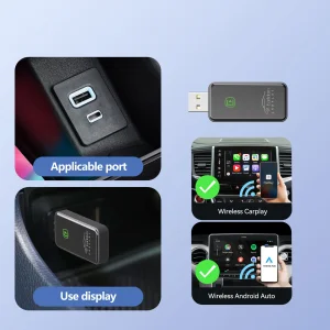 اندروید اتو (Android Auto) و کارپلی (CarPlay) وایرلس خودرو ارلدام مدل ET-CP02 به همراه تبدیل USB به USB-C