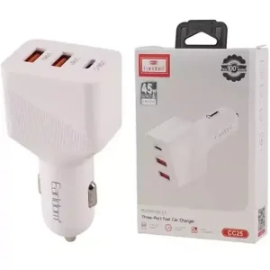 شارژر فندکی تایپ سی و یو اس بی 45 وات ارلدام CC25