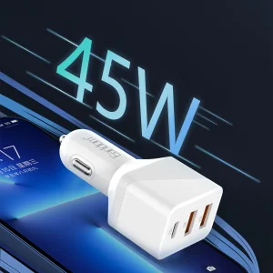 شارژر فندکی تایپ سی و یو اس بی 45 وات ارلدام CC25