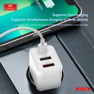 شارژر فندکی تایپ سی و یو اس بی 45 وات ارلدام ES-CC25