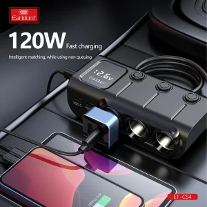 هاب شارژر فندکی سه پورت 120W ارلدام ET-CS4