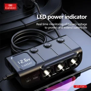 هاب شارژر فندکی سه پورت 120W ارلدام ET-CS4