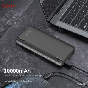 پاوربانک ارلدام مدل ET-PB71 ظرفیت 10000 میلی آمپرساعت