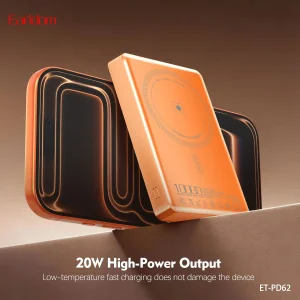 پاور بانک بی سیم فست شارژ ارلدام ET-PD62 PD 20W ظرفیت 10000 میلی آمپر ساعت