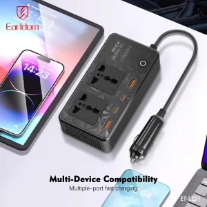 اینورتر فندکی خودرو ارلدام 200 وات مدل ET-LT01
