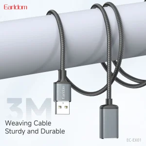 کابل افزایش USB 2.0 جنس کنفی ارلدام (Earldom) مدل EC-EX01 - طول ۳ متر
