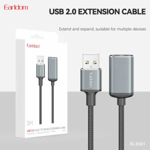 کابل افزایش USB 2.0 جنس کنفی ارلدام (Earldom) مدل EC-EX01 - طول ۳ متر