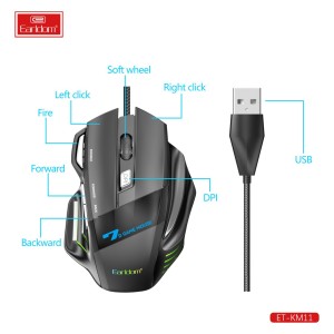 ماوس گیمینگ سیمی ارلدام نورپردازی RGB مدل ET-KM11