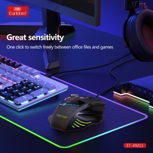 ماوس گیمینگ سیمی ارلدام نورپردازی RGB مدل ET-KM11