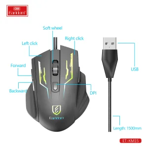 ماوس گیمینگ سیمی ارلدام نورپردازی RGB مدل ET-KM15