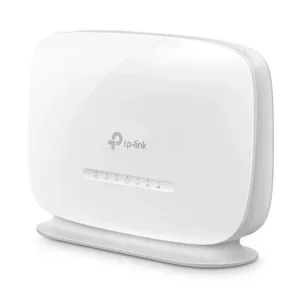 مودم 4G LTE تی‌پی‌لینک مدل TL-MR105 با اسلات سیم کارت نانو، پشتیبانی از 32 کاربر همزمان، رابط LAN و WAN، مناسب استفاده خانگی و اداری، سرعت دانلود تا 150 مگابیت بر ثانیه و منبع تغذیه برق شهری