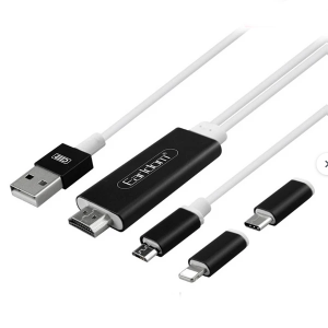 کابل تبدیل USB/USB-C/لایتنینگ به HDMI ارلدام مدل W13 طول 1.8 متر
