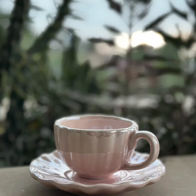 لته‌خوری سرامیکی صدفی با نعلبکی شیار‌دار