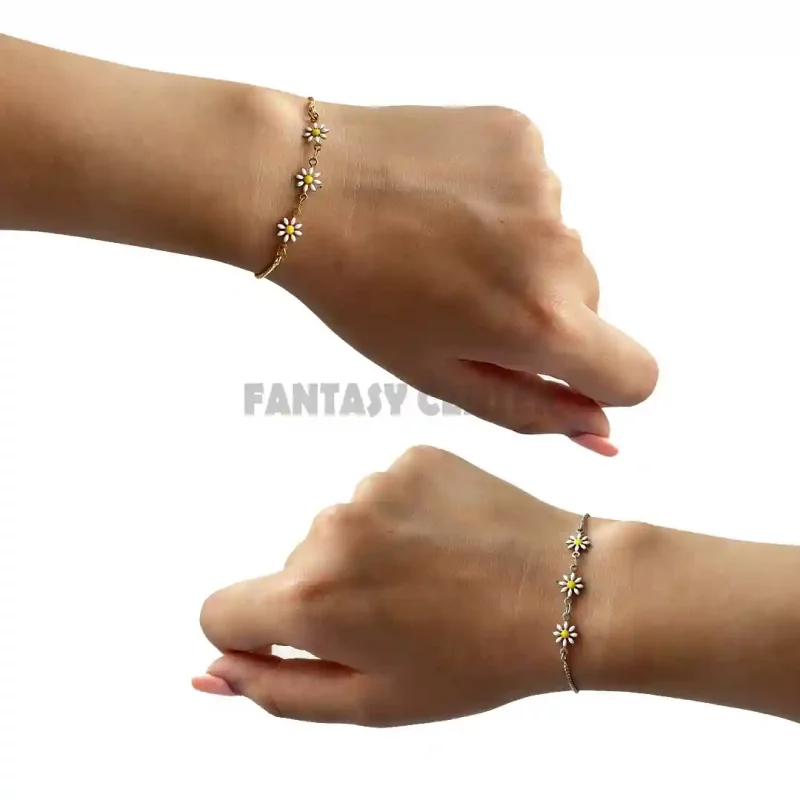 دستبند استیل طرح بابونه قفل کشی