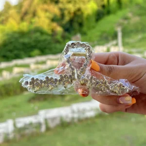 كليپس فلزى نگين دار طرح گل