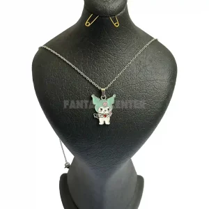 گردنبند استیل کرومی - آبی