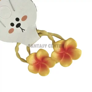 کش سر حوله‌ای طرح گل هاوایی (پک ۲ عددی) زرد