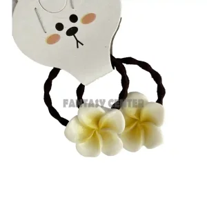 کش سر حوله‌ای طرح گل هاوایی (پک ۲ عددی) سفید - قهوه‌ای