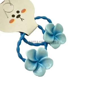 کش سر حوله‌ای طرح گل هاوایی (پک ۲ عددی) آبی