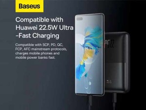 پاور بانک شارژ سریع 22.5 وات به همراه 30 سانتی‌متری بیسوس Baseus Bipow Pro Digital Display Power Bank 20000mAh PPBD030001