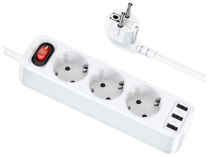 چند راهی برق 3 سوکت و 3 یو اس بی هوکو Hoco Extension socket NS2 EU / GER