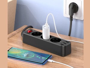 چند راهی برق 3 سوکت و 3 یو اس بی هوکو Hoco Extension socket NS2 EU / GER