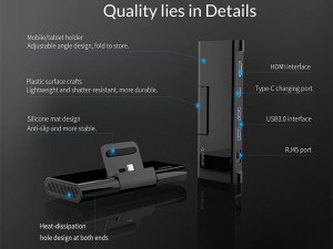 هاب چندکاره و استند شارژ اوریکو ORICO XC-401 Type-C Multifunction Docking Station with Stand