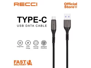 کابل شارژ یواس‌بی به تایپ‌سی با طول یک متر رسی RECCI USB TO TYPE-C CABLE RTC-P01C