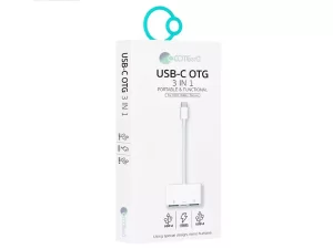 کابل تبدیل او تی جی تایپ سی به یو اس بی و تایپ سی کوتتسی Coteetci USB-C 3in1 OTG 33018