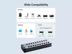 هاب 10 پورت USB 3.0 یوگرین Ugreen CM482 30779 10 Ports USB 3.0