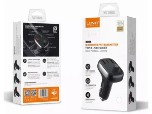 شارژر فندکی و پخش کننده بلوتوث 36 وات الدینیو LDNIO C704Q Bluetooth Car Charger QC4