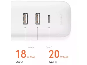 چند راهی 3 سوکت، 2 یو اس بی و 1 تایپ سی شیائومی Xiaomi XMCXB05QMN Power Strip 1Type C 2USB 3 Power Socket