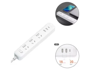 چند راهی 3 سوکت، 2 یو اس بی و 1 تایپ سی شیائومی Xiaomi XMCXB05QMN Power Strip 1Type C 2USB 3 Power Socket