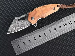 چاقو آنباکسینگ تاشو فولادی با دسته چوبی steel sharp pocket knife portable knife