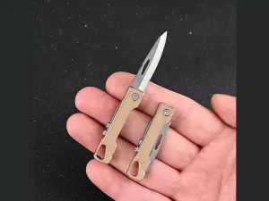 چاقوی آنباکسینگ تاشو برنجی با قابلیت جاکلیدی Brass Mini Folding Knife Unboxing Self-Defense